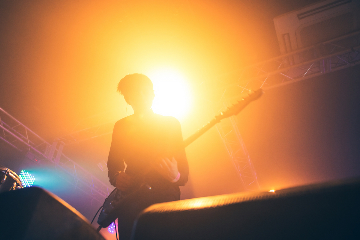 Guitar player in a concert