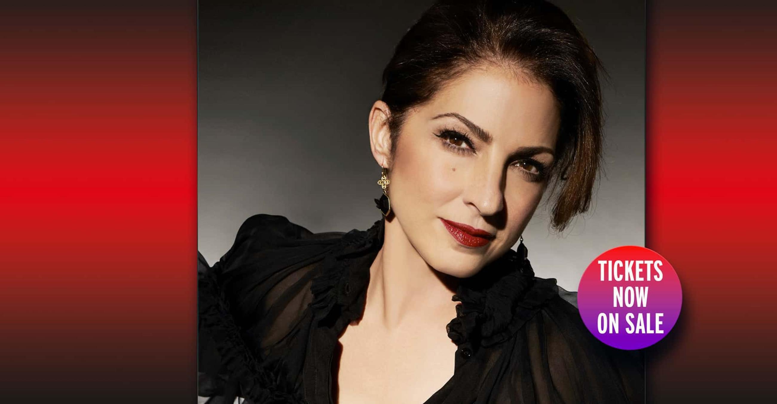 Gloria Estefan, with "tickets now on sale" button