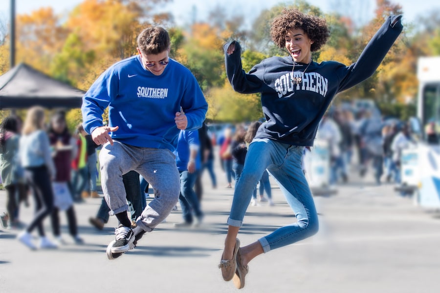 Two students at homecoming