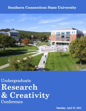 undergraduate research and creativity program cover page with title and picture of buley library