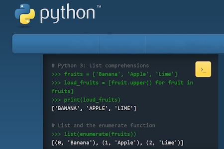 Python logo with code example