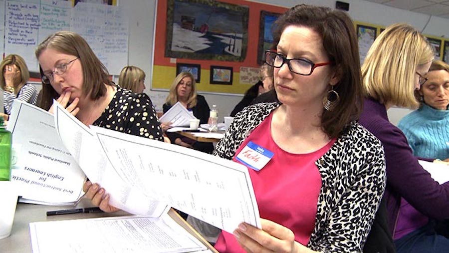 Woman reviewing paper