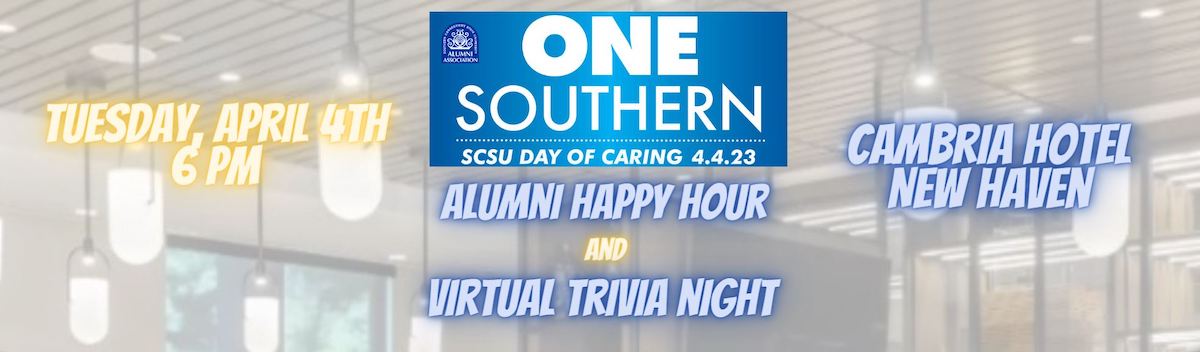 SCSU Alumni Day of Caring Happy Hour promotional banner
