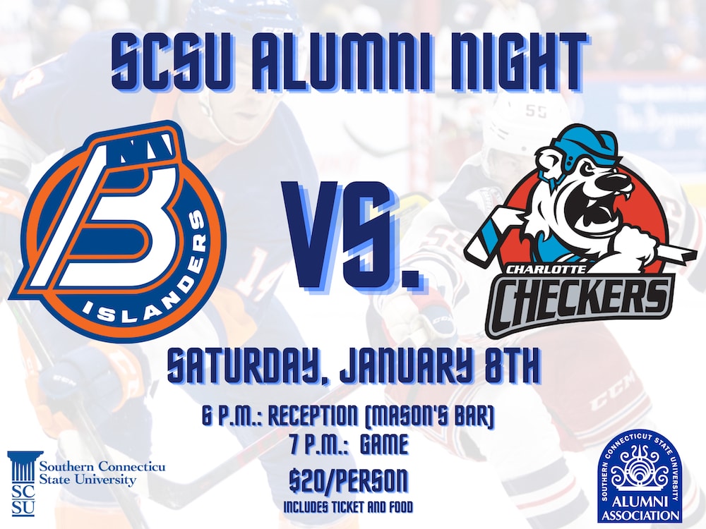 Alumni Night Bridgeport Islanders vs. Charlotte Checkers, Saturday, January 8th, 2021, 6PM Reception (Mason's Bar), 7PM Game