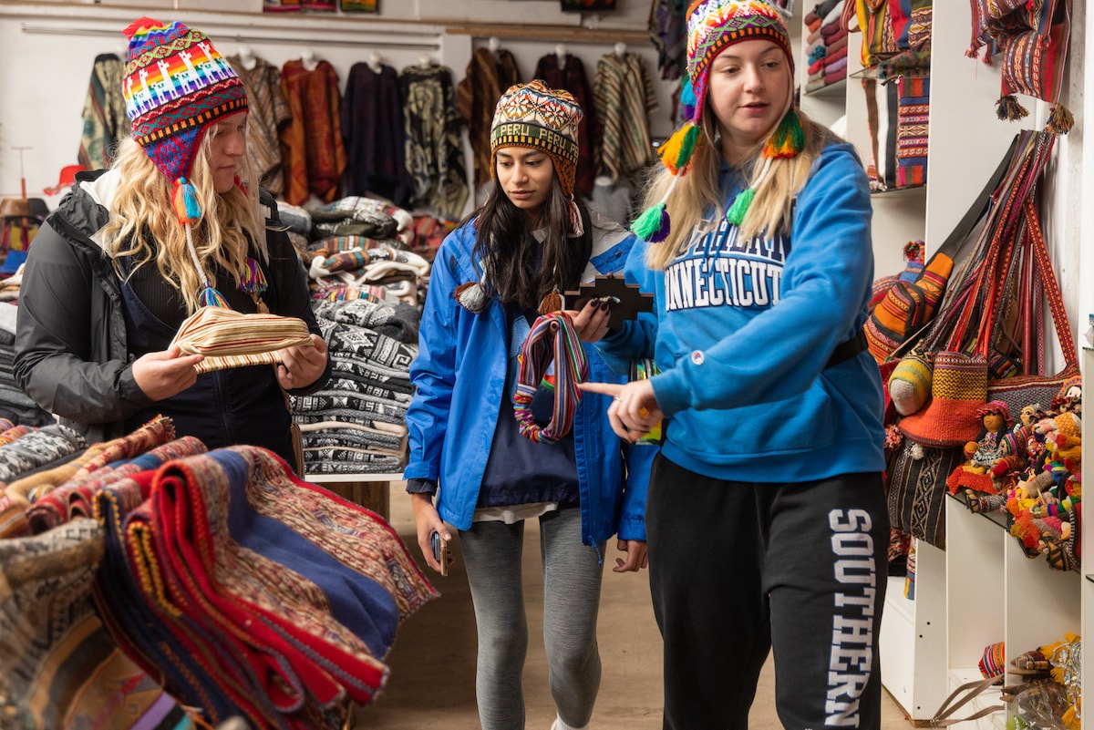 A group of students in a study abroad program in South America