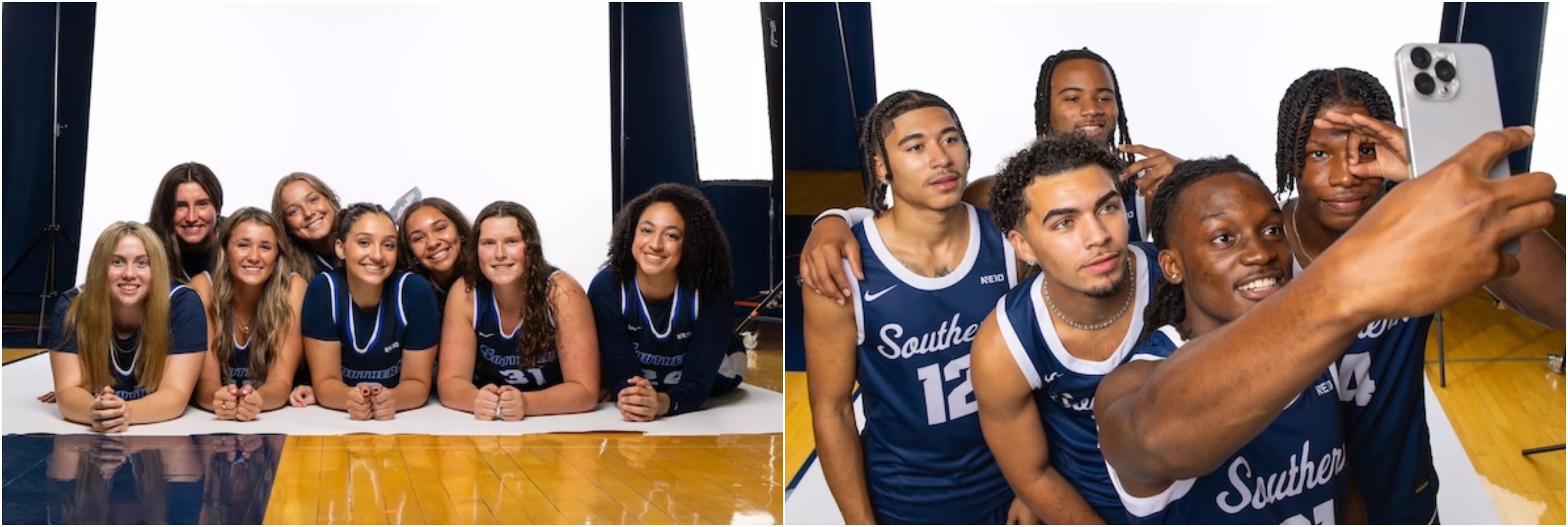 Collage of women's and men's basketball teams