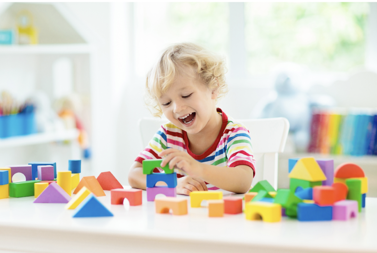 A child playing with toys