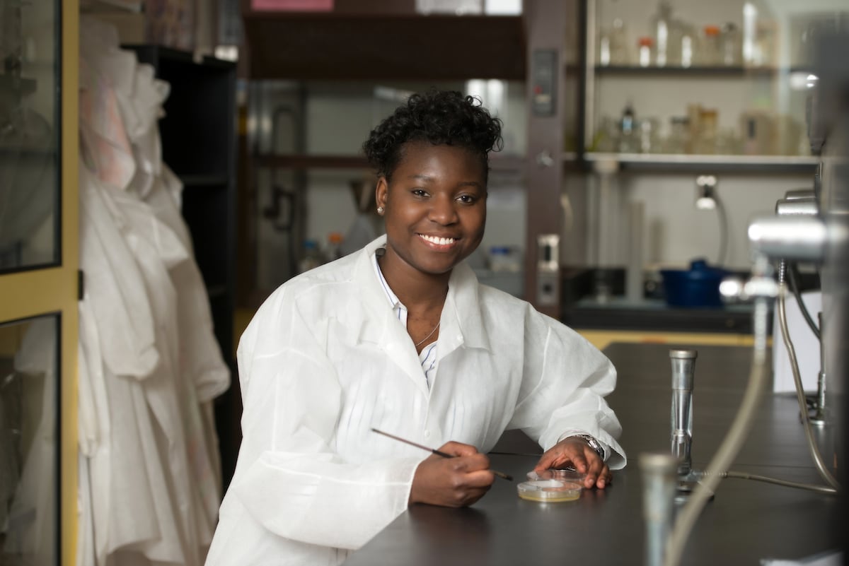 Student in lab coat