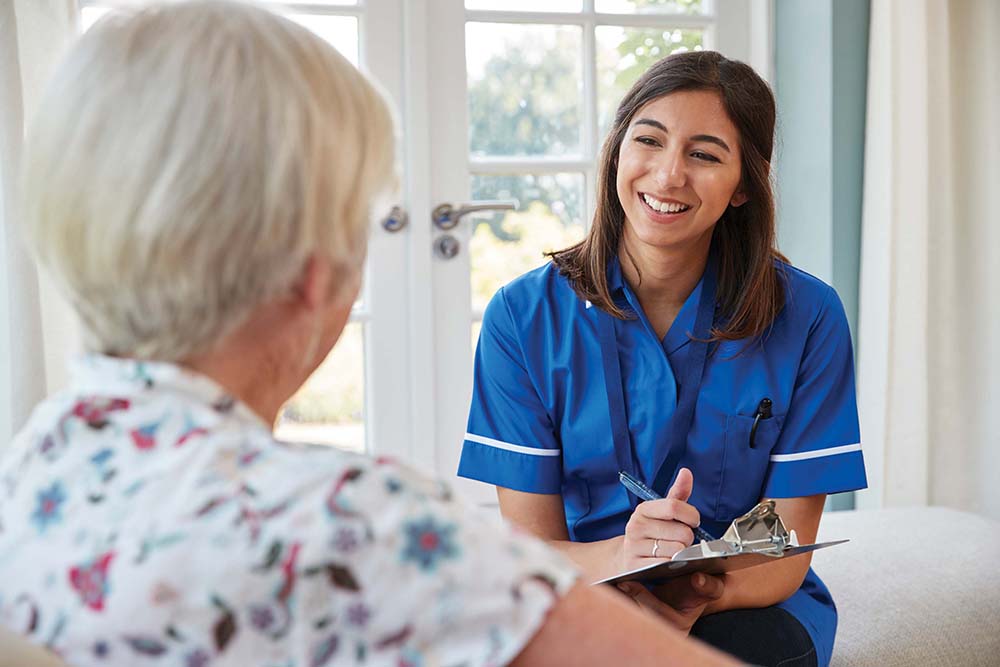 Healthcare worker and patient