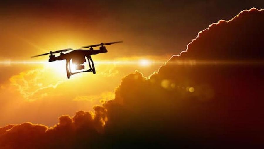 Drone flying over the air