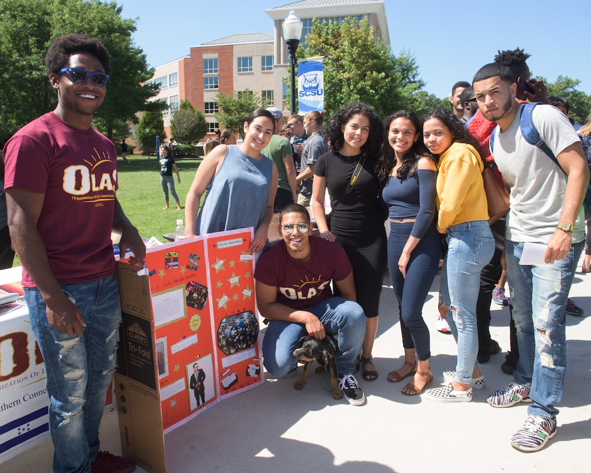 Students at the club fair