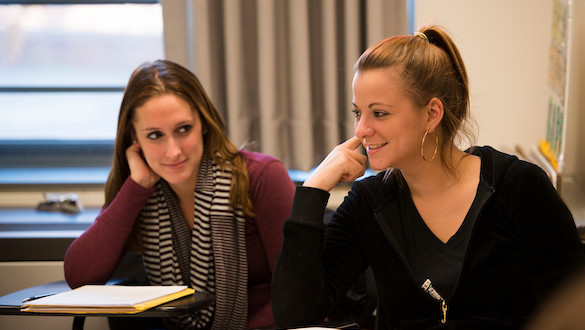Two women in class