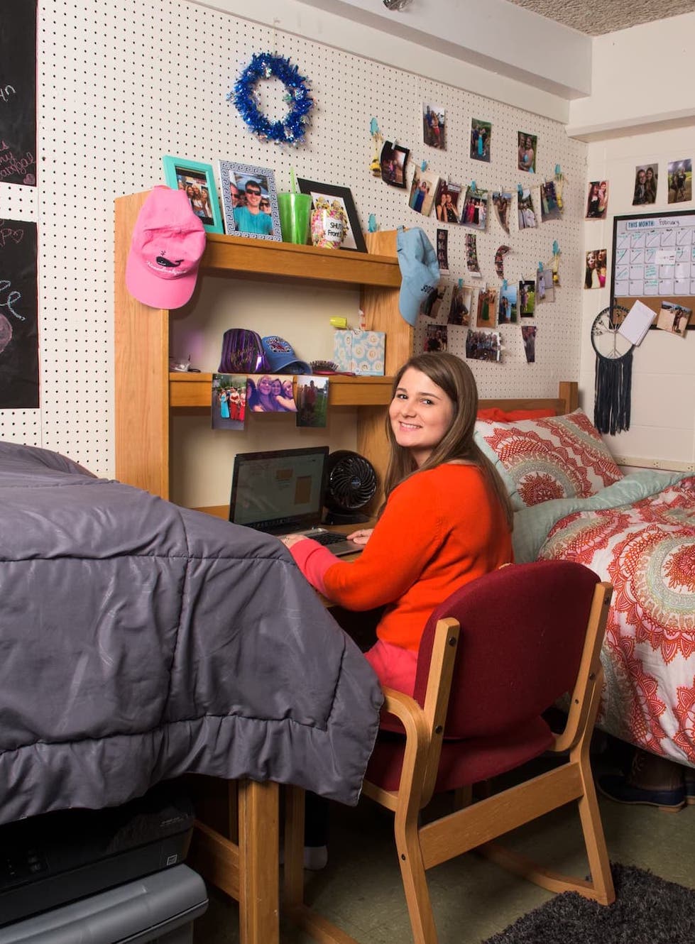 Student in her dorm room
