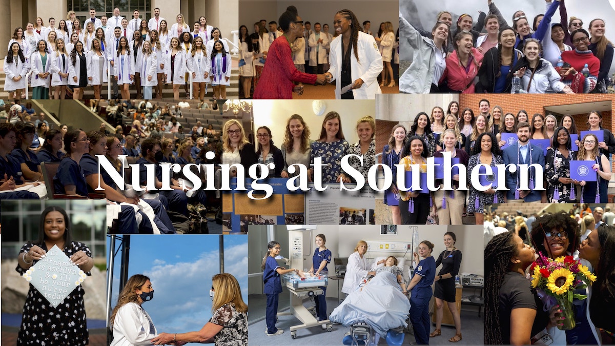 A collage of nursing program students and faculty