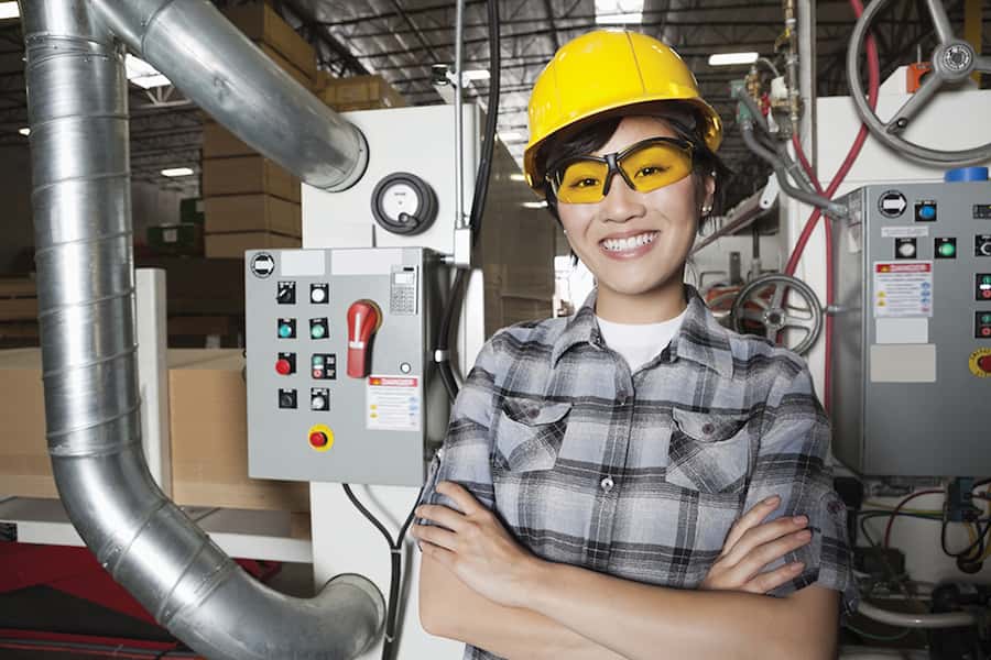 woman working in a public utility setting