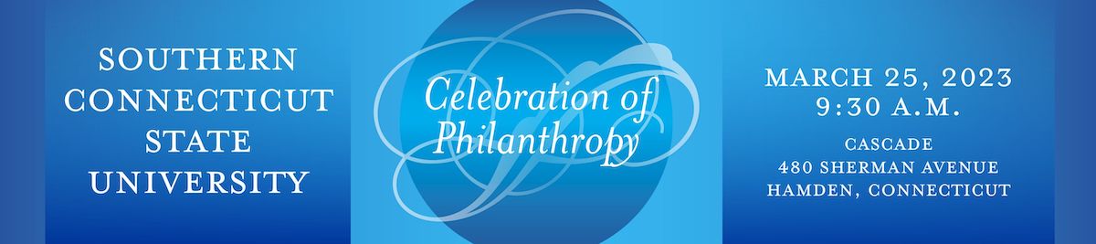 ""SCSU Celebration of Philanthropy banner with event information (see below)""