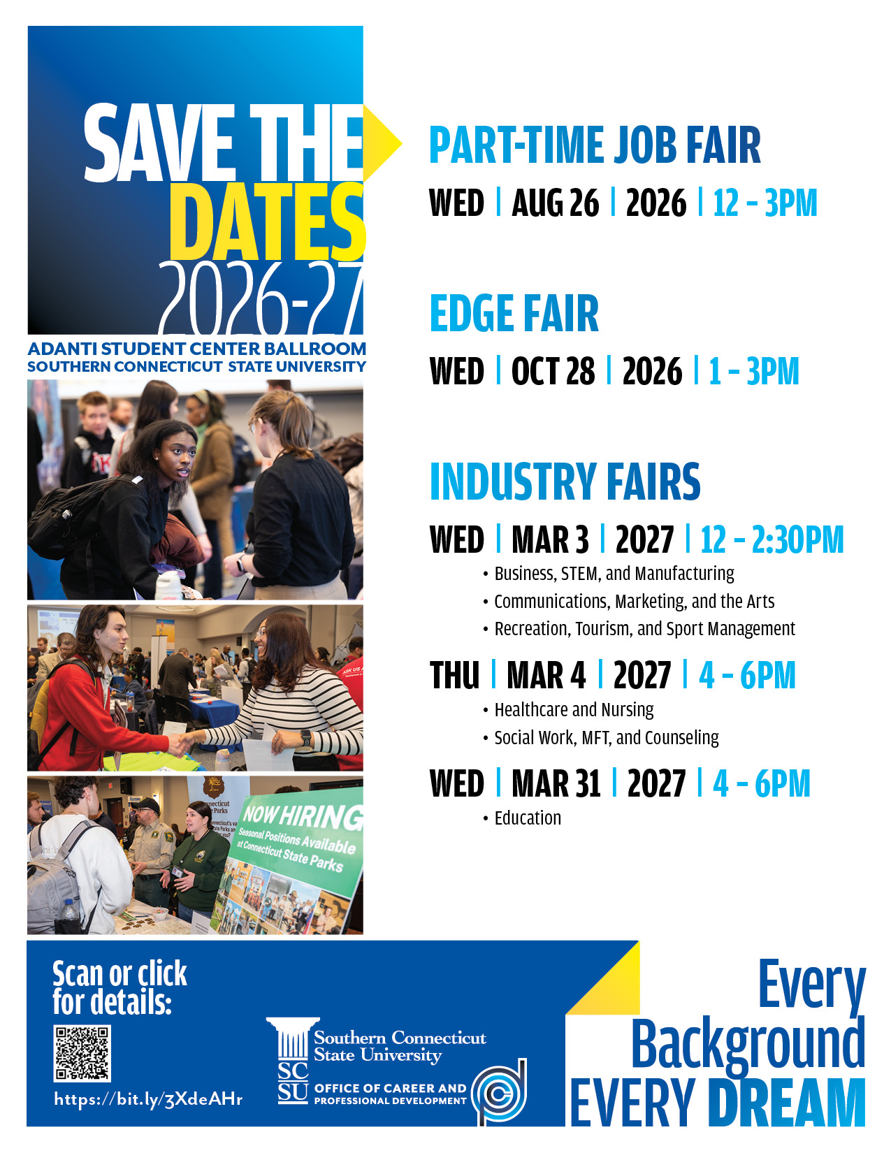 SCSU Save the Date Events flyer