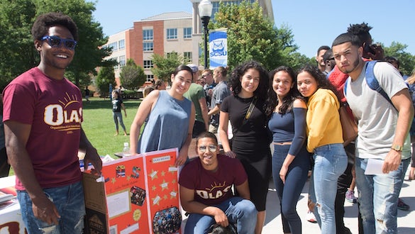 Students presenting their club at the club fair