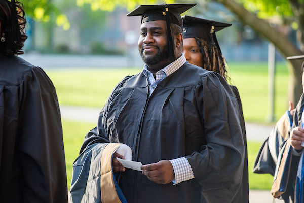 Graduate students at commencement