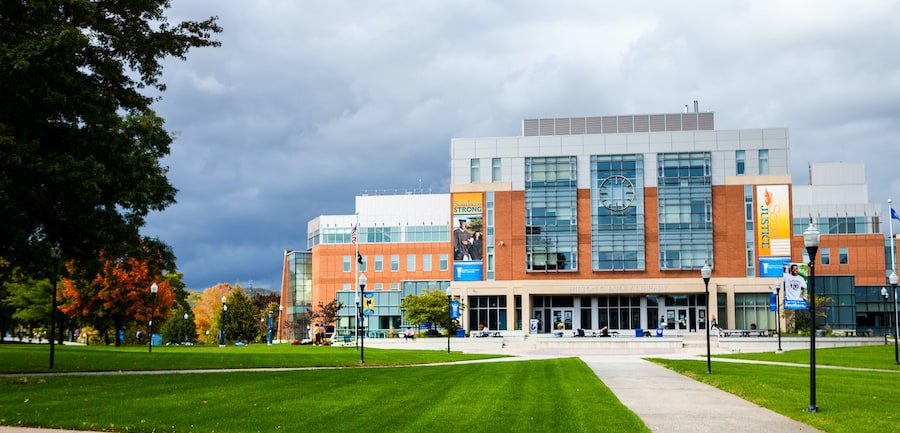 Campus quad and library