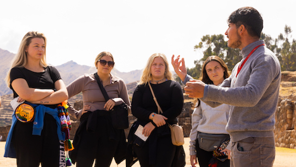 Professor and students at a Peru trip
