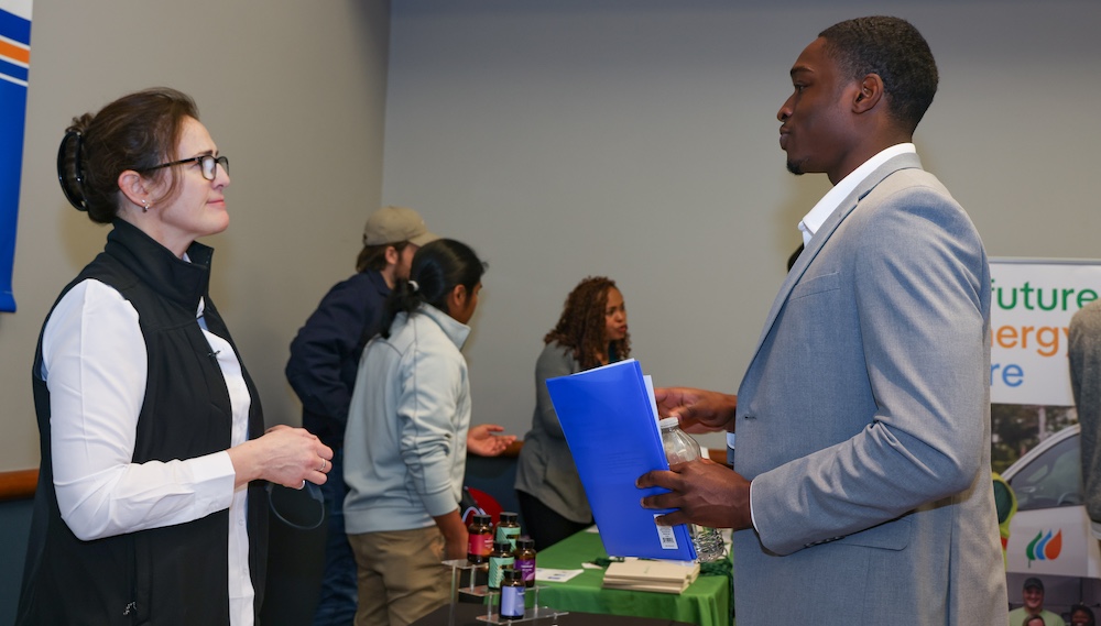 A group of people at a career fair