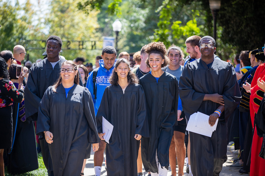 Students walking on campus