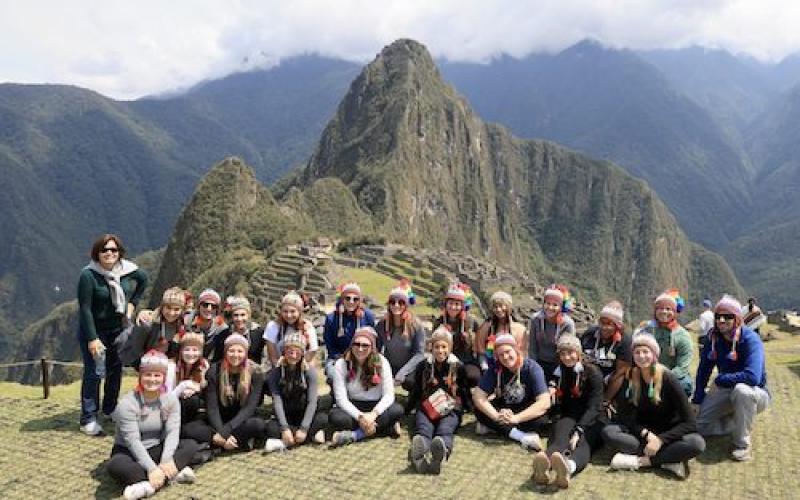 "A group of students and faculty in Machu Pichu, Peru"