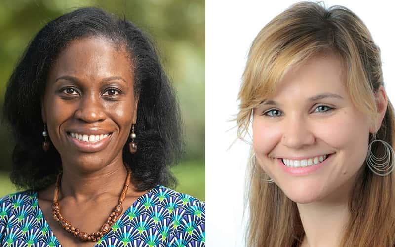 Anuli Njoku, associate professor of health equity and health promotion (left), and Venezia Michalsen, associate professor of sociology and criminal justice