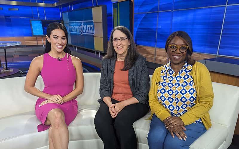 WTNH's Alyssa Taglia, Therese Bennett, and Sheila Carmon on the set of Connecticut's Morning Buzz