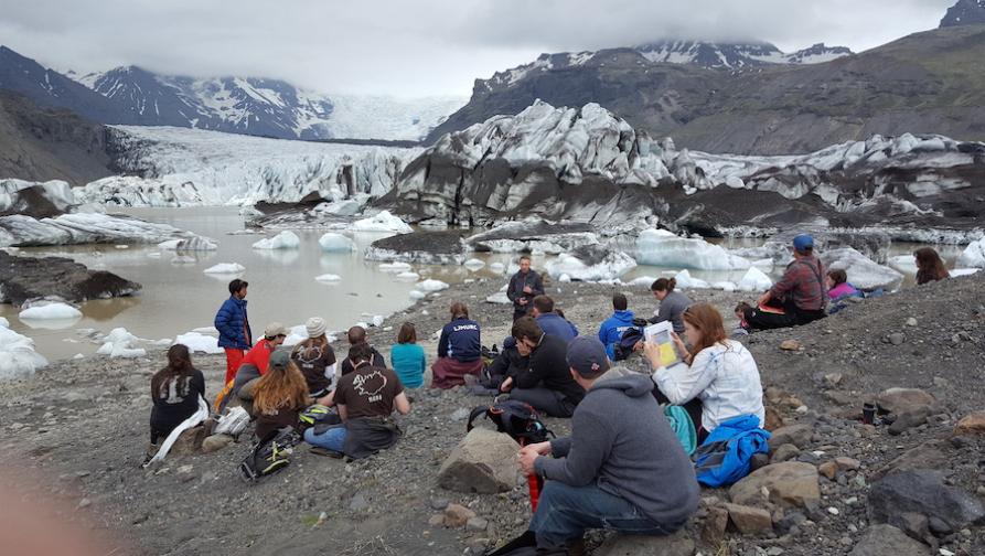 A group of students and faculty in Iceland