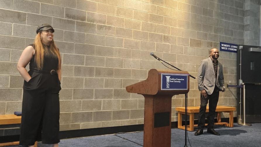 Speakers on stage
