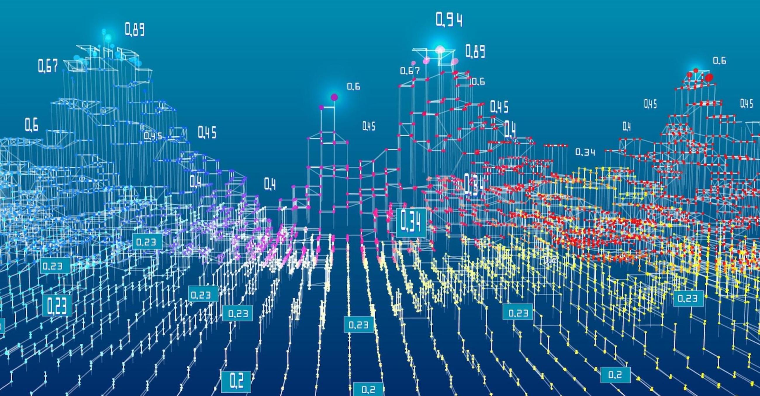 "A graphic with numbers as a visual 3-D representation"