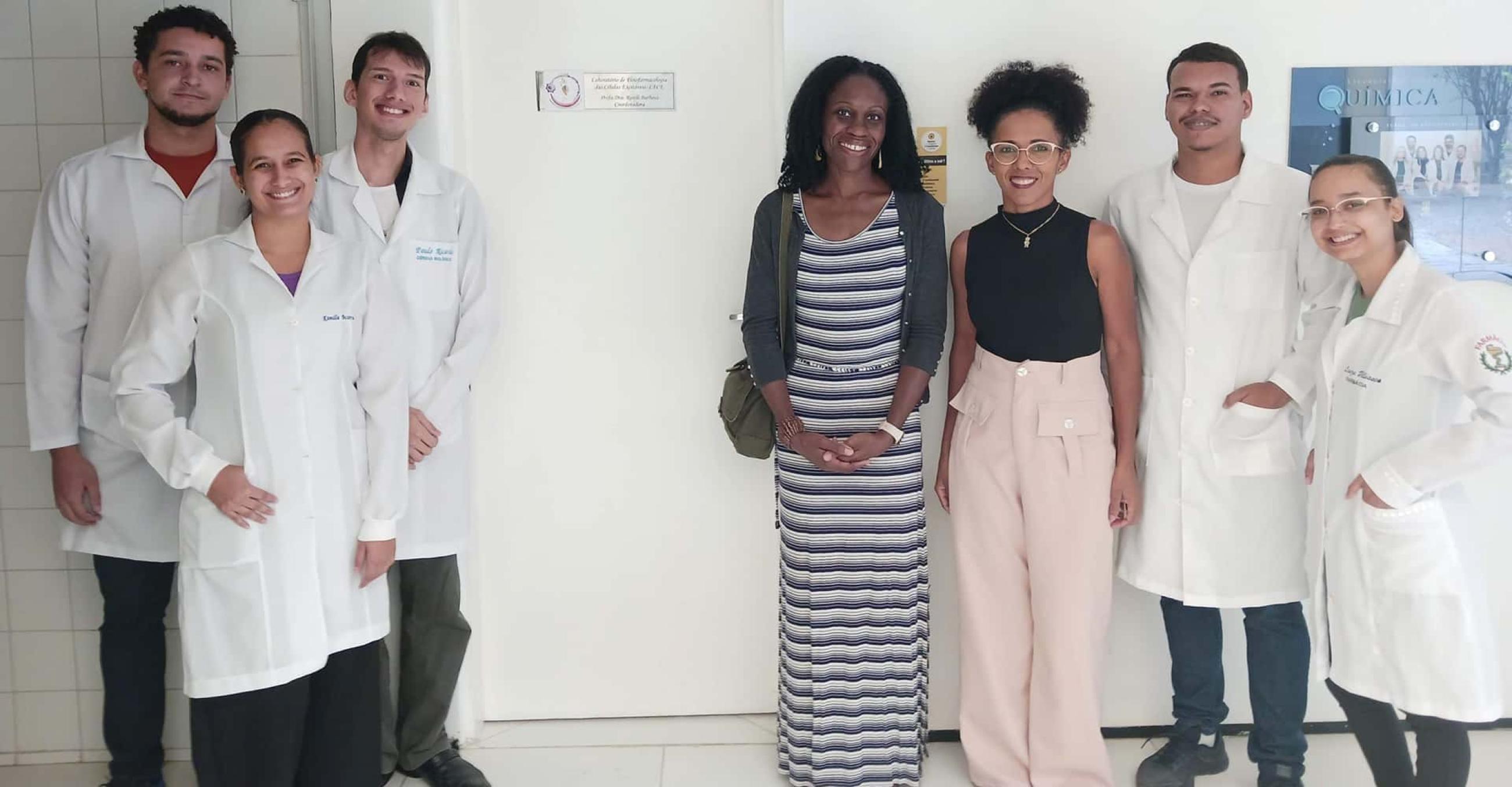 Dr. Anuli Njoku, center, meets with colleagues while at Brazil’s Universidade Regional do Cariri for her Fulbright presentation in September 2022