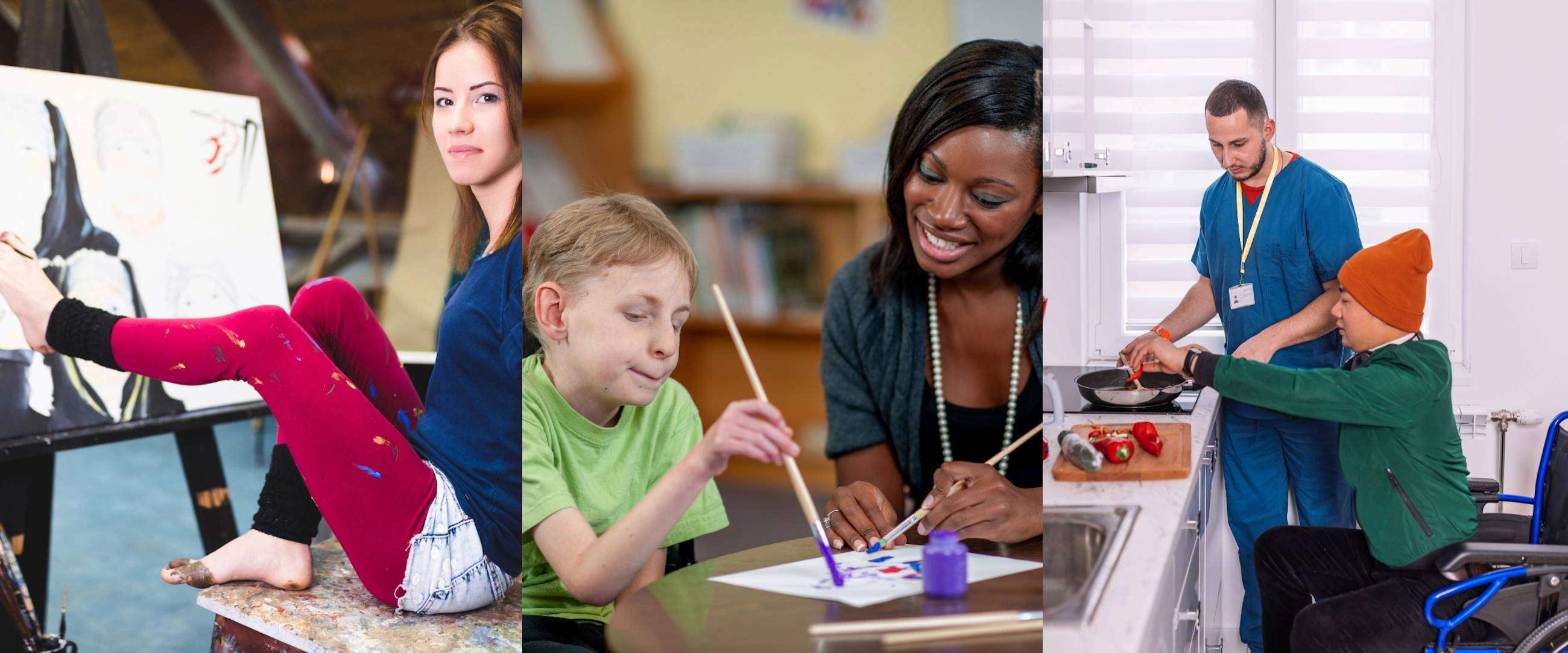 Collage of occupational therapists working with their clients