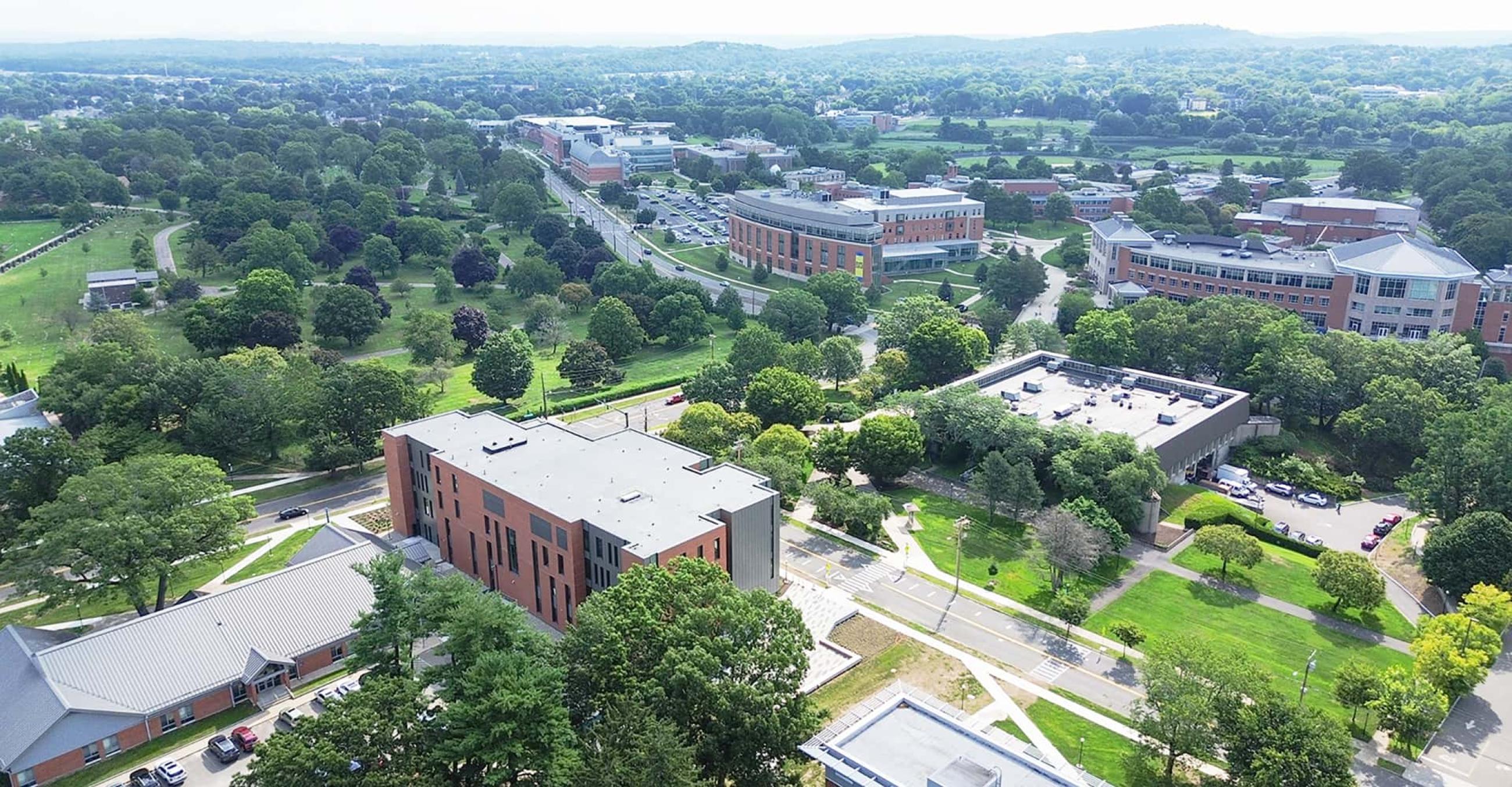 a drone shot of the SCSU campus from above
