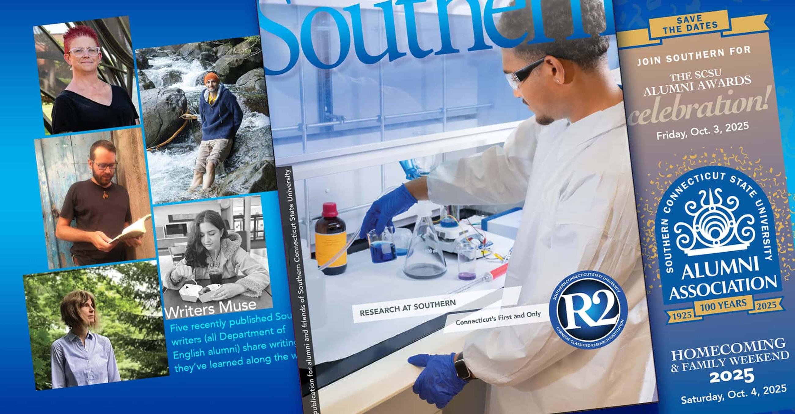 a collage of images from the Summer 2025 issue of the Southern Alumni Magazine