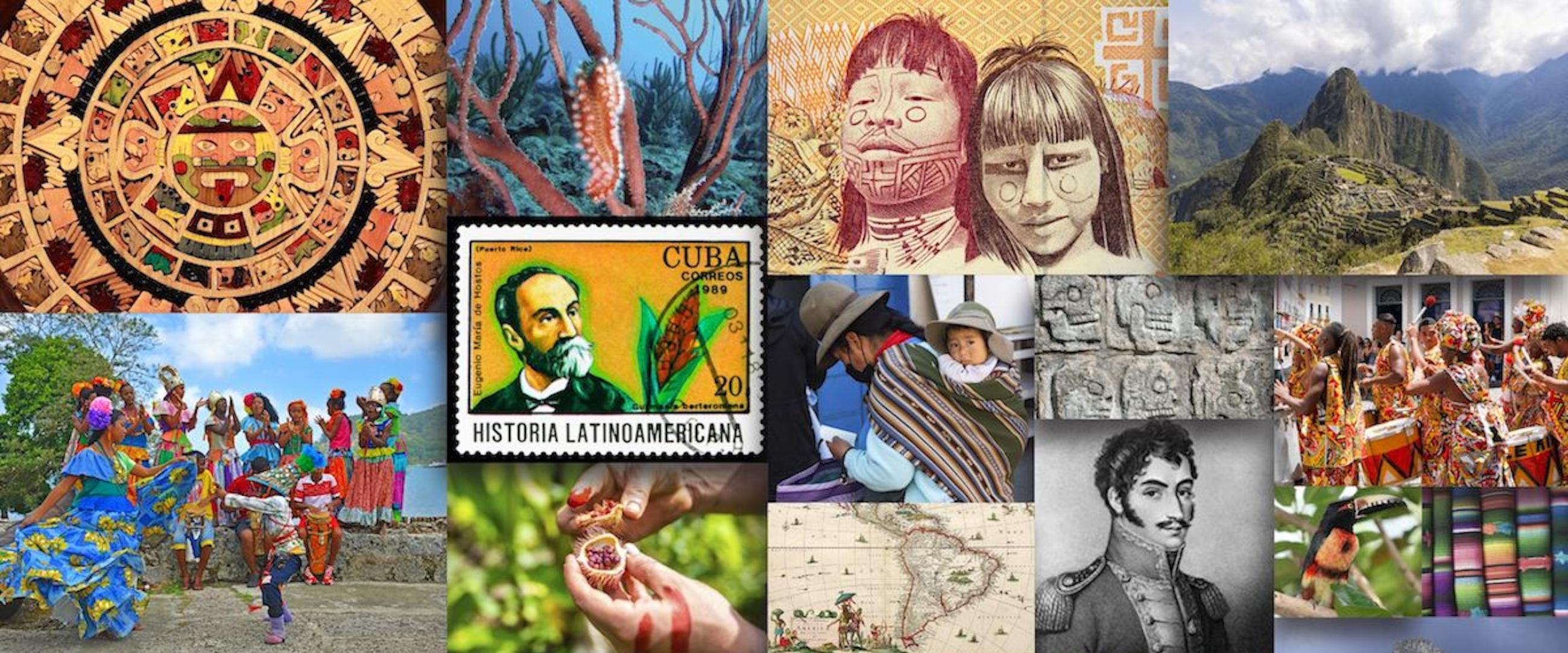 Collage of images representing latin america and the caribbean