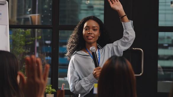 Woman speaking to a group