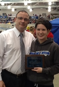 Tim Quill with student receiving award