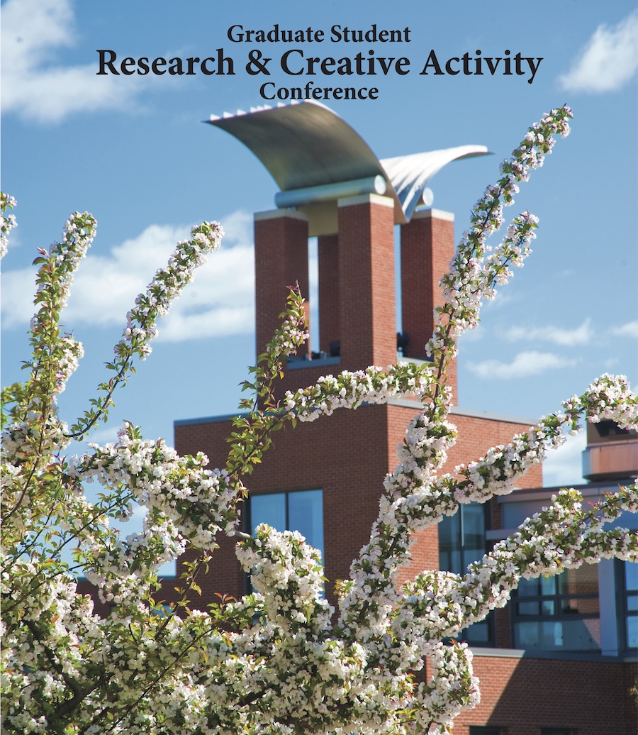 Cover of the Graduate Student Research & Creative Activity Conference program showing part of Engleman building