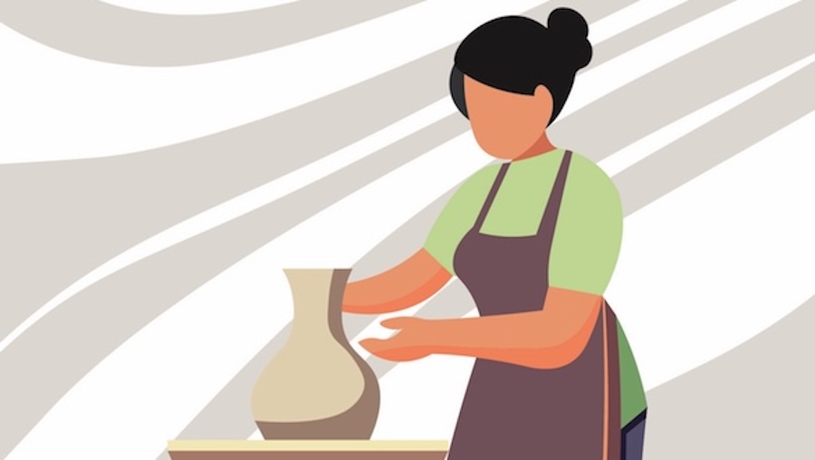 Graphic of woman making a vase