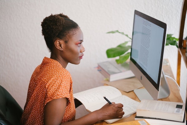 Woman using a computer